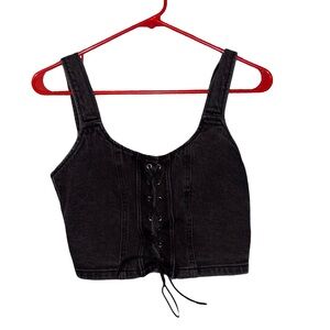 wild fable Black Lace-Up Cropped Tank